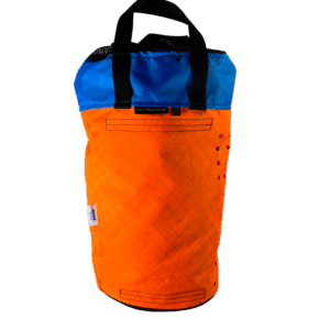 an orange and blue bag